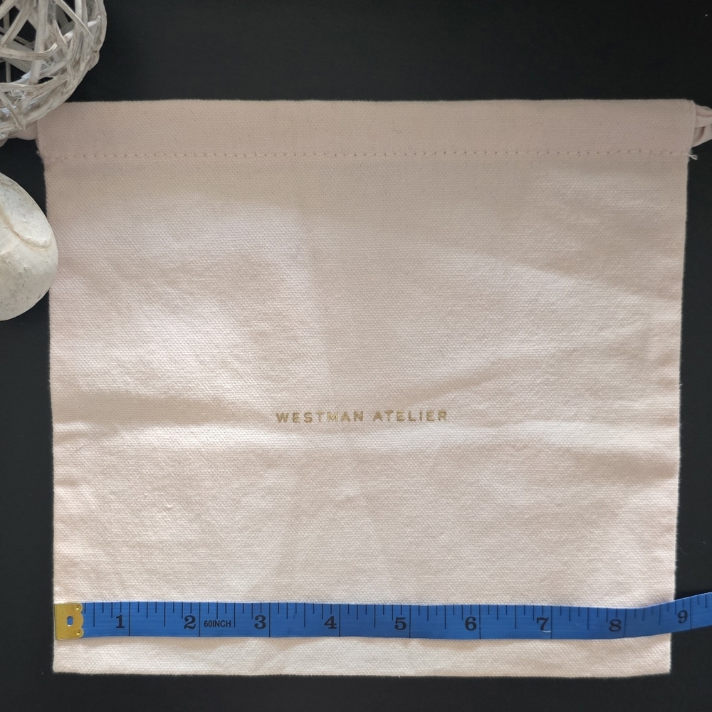 Westman Atelier Blush Pink Drawstring Pouch with Gold Logo